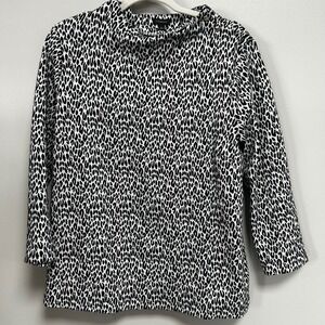 White leopard print Talbots round neck seater with golden button accents large